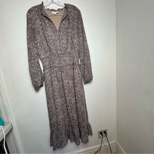 Bohme Elegant lavender Gray Long Sleeve Dress boho western chic peasant